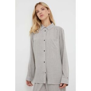 Pyžamová košile Tommy Hilfiger dámská, béžová barva