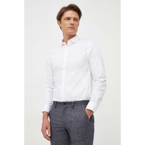 Košile Armani Exchange bílá barva, slim, s klasickým límcem