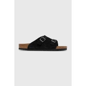 Semišové pantofle Birkenstock černá barva