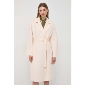 Vlněný kabát Elisabetta Franchi růžová barva, přechodný