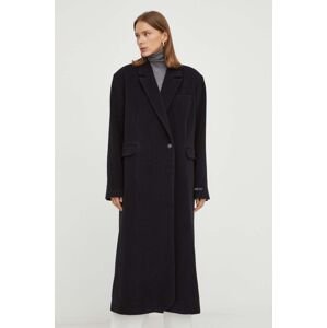 Vlněný kabát Herskind Wanda černá barva, přechodný, oversize