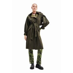 Trench kabát Desigual dámský, zelená barva, přechodný, oversize