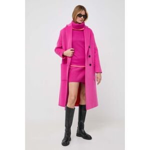 Kabát s příměsí vlny MAX&Co. růžová barva, přechodný, oversize