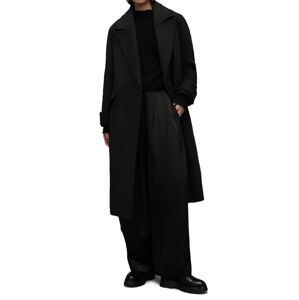 Kabát AllSaints WO016Z MABEL COAT dámský, černá barva, přechodný, dvouřadový