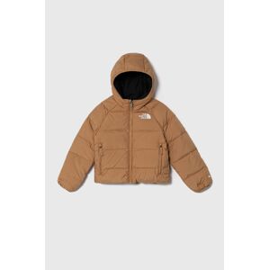 Dětská oboustranná bunda The North Face B REVERSIBLE NORTH DOWN HOODED JACKET hnědá barva