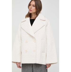 Bunda Elisabetta Franchi dámská, béžová barva, přechodná, oversize