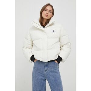 Péřová bunda Calvin Klein Jeans dámská, béžová barva, zimní, oversize