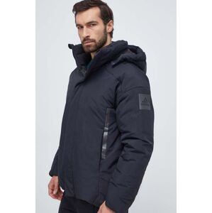 Péřová bunda adidas pánská, černá barva, zimní, oversize