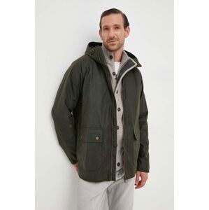 Bavlněná bunda Barbour Short Hooded Bedale Wax zelená barva, oversize, MWX2207