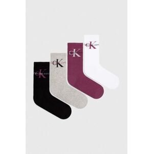 Ponožky Calvin Klein Jeans 4-pack dámské, fialová barva