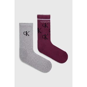 Ponožky Calvin Klein Jeans 2-pack dámské, fialová barva