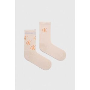 Ponožky Calvin Klein Jeans 2-pack dámské, béžová barva