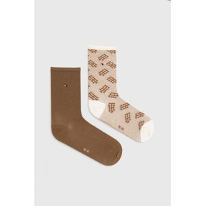 Ponožky Tommy Hilfiger 2-pack dámské, béžová barva