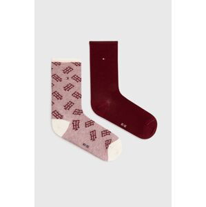 Ponožky Tommy Hilfiger 2-pack dámské, vínová barva