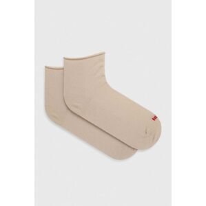 Ponožky HUGO 2-pack dámské, béžová barva