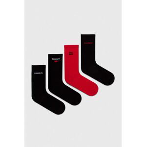Ponožky HUGO 4-pack dámské, černá barva