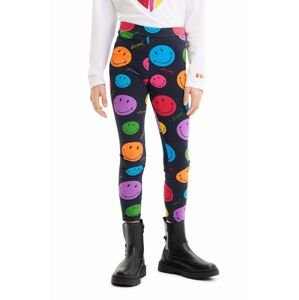 Dětské legíny Desigual x Smiley černá barva, vzorované