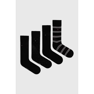 Ponožky Tommy Hilfiger 4-pack pánské, černá barva