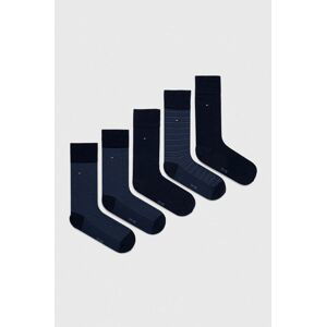 Ponožky Tommy Hilfiger 5-pack pánské, tmavomodrá barva