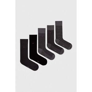 Ponožky Tommy Hilfiger 5-pack pánské, šedá barva