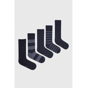 Ponožky Tommy Hilfiger 5-pack pánské, tmavomodrá barva