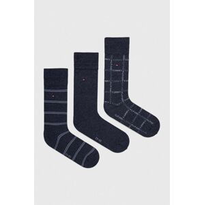 Ponožky Tommy Hilfiger 3-pack pánské, tmavomodrá barva