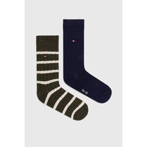 Ponožky Tommy Hilfiger 2-pack pánské, zelená barva