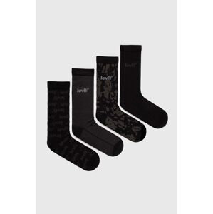 Ponožky Levi's 4-pack černá barva