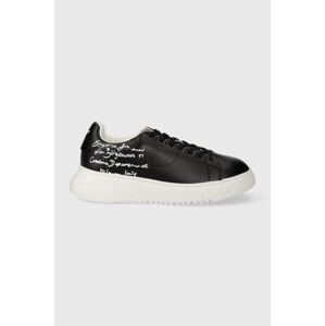 Kožené sneakers boty Emporio Armani černá barva, X3X024 XN894 A120