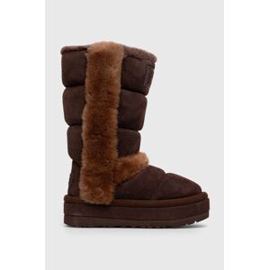 Semišové sněhule UGG Classic Chillapeak Tall hnědá barva, 1145990