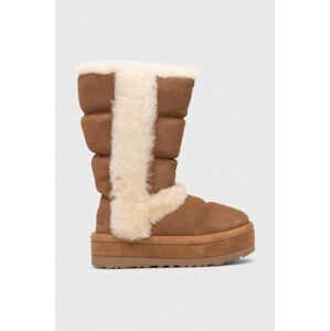 Semišové sněhule UGG Classic Chillapeak Tall hnědá barva, 1145990