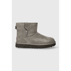 Semišové sněhule UGG Classic Mini Bailey Zip šedá barva, 1151230