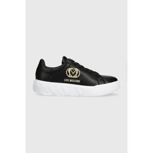 Kožené sneakers boty Love Moschino HEART45 černá barva, JA15914G0HIA0000