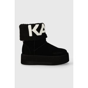 Semišové sněhule Karl Lagerfeld THERMO černá barva, KL48552