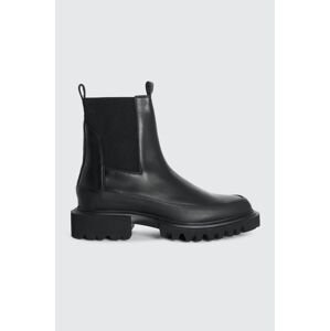 Kožené kotníkové boty AllSaints Harlee Boot černá barva, na plochém podpatku, WF609Z