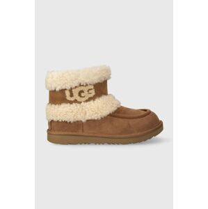 Dětské semišové sněhule UGG K ULTRA MINI UGG FLUFF béžová barva