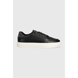 Kožené sneakers boty Calvin Klein LOW TOP LACE UP BSKT černá barva, HM0HM01254