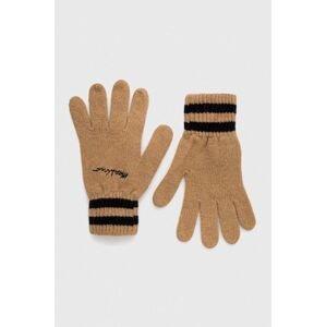 Vlněné rukavice Moschino béžová barva