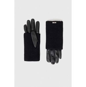 Vlněné rukavice BOSS černá barva