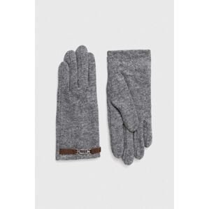Vlněné rukavice Lauren Ralph Lauren šedá barva