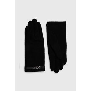Vlněné rukavice Lauren Ralph Lauren černá barva