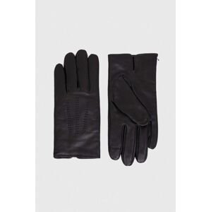 Kožené rukavice BOSS pánské, černá barva