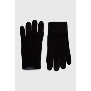 Kašmírové rukavice Calvin Klein černá barva