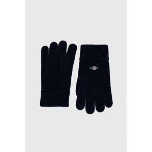 Vlněné rukavice Gant tmavomodrá barva