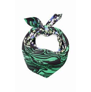 Šátek Desigual 23WAWA10 ACCESSORIES FABRIC SQUARED FOUL zelená barva