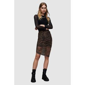 Sukně AllSaints WS019Z NORA ANITA SKIRT hnědá barva, midi, pouzdrová