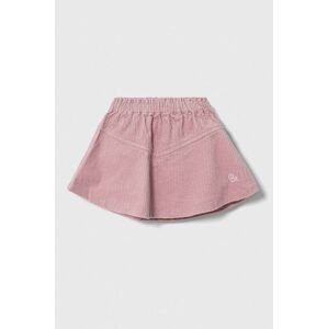 Dětská manšestrová sukně United Colors of Benetton růžová barva, mini
