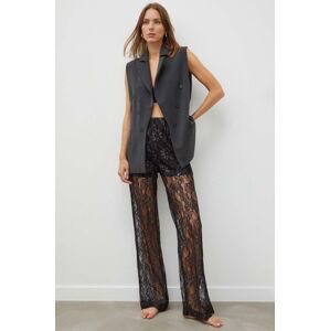 Kalhoty Bruuns Bazaar dámské, černá barva, jednoduché, high waist
