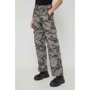 Kalhoty Abercrombie & Fitch dámské, šedá barva, široké, high waist