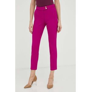 Kalhoty Liu Jo dámské, fialová barva, jednoduché, medium waist